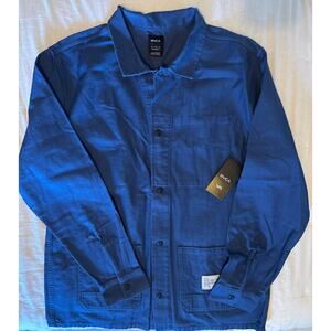 NWT RVCA Blue Fubar Chore Coat Button Up Jacket Mens Extra Large XL Long Sleeve
